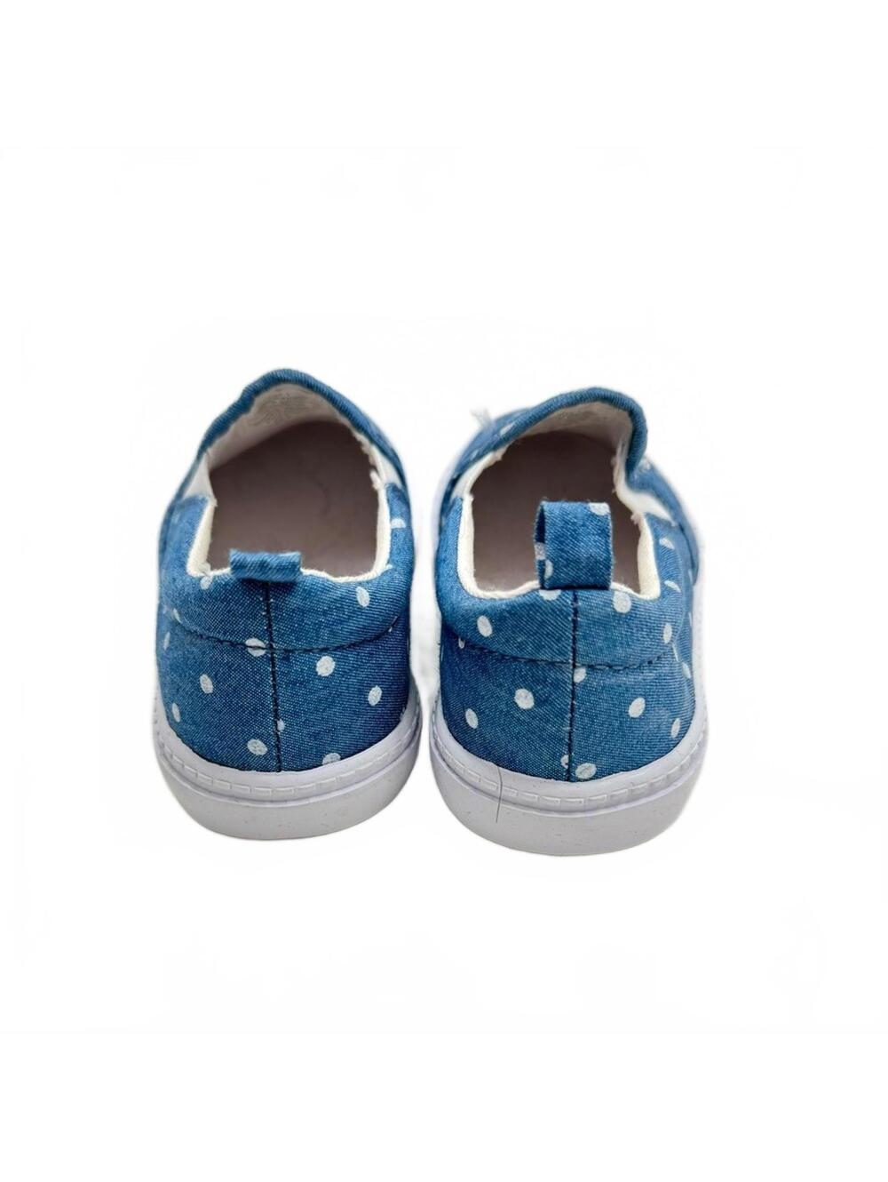 Gymboree Baby Girl Denim Polka Dot Slip On Shoes Size 7 Walker - Picture 4 of 7